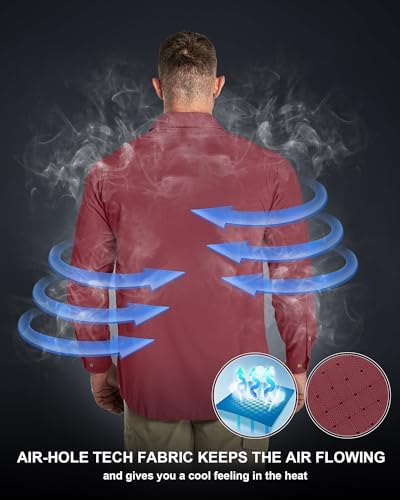 33,000ft Men's Long Sleeve Sun Protection Shirt UPF 50+ UV Quick Dry Cooling Fishing Shirts for Travel Safari Camping Hiking - Image 2