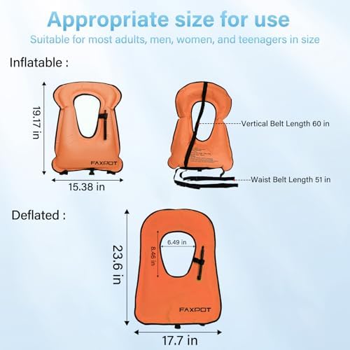 Snorkel Vest, Adults Portable Kayaking Buoyancy Inflatable Swim Vest Jackets, Diving Surfing Adjustable Snorkeling Vest Swimming Jacket for Outdoor Water Sports Fun Safety - Image 6