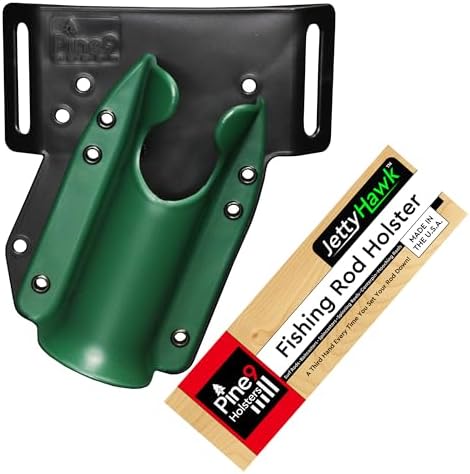 JettyHawk Fishing Rod Hip Holster, Hands-Free Quick-Draw Holder, Fits 1.5-2" Pole, for Spinning, Baitcaster, Centerpin & Surf Rods, Wading & MOLLE Belts by Pine9Holsters