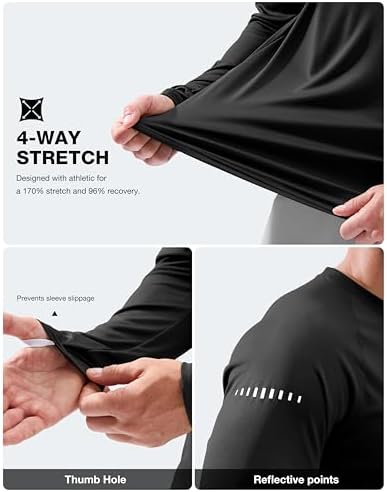 Men's Sun Protection Swim Long Sleeve UPF 50+ Rash Guard Lightweight Shirts - Image 4