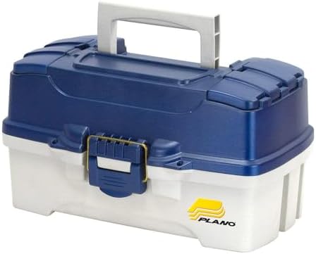 Plano 2-Tray Tackle Box with Dual Top Access, Blue Metallic/Off White, Premium Tackle Storage, 620206, One Size by PLANO%C2%AEOutdoors