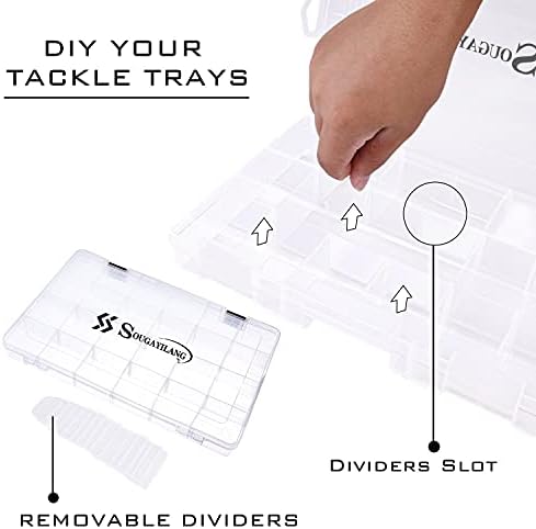 Sougayilang Fishing Tackle Boxes - 3600 3700 Plastic Storage Organizer Box with Removable Dividers - Fishing Tackle Storage - 4 Packs Transparent Tackle Trays - Image 2