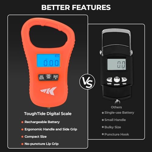KastKing ToughTide USB Charging Fish Scale with Lip Gripper, Orange Combo - Image 2