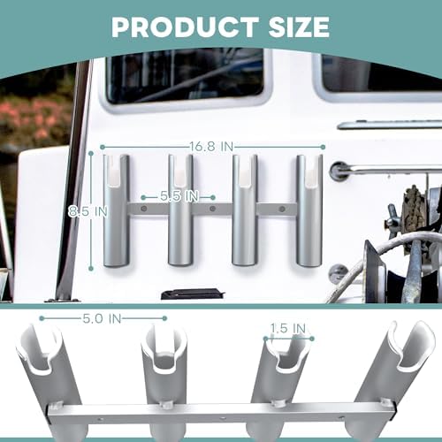Aluminium Fishing Rod Holders for Boat, Wall-Mounted Fishing Pole Roof Rod Rack,Surf Fishing Rod Holder for Truck, Boats & Yacht - Image 3