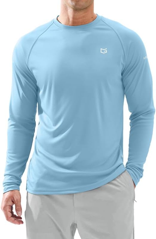 Men's Sun Protection Swim Long Sleeve UPF 50+ Rash Guard Lightweight Shirts by GGradual