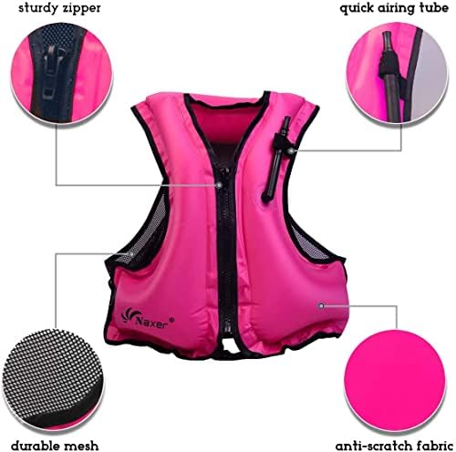 NAXER Inflatable Buoyancy Jackets Snorkel Vests for Adults Kayak Kayaking Snorkeling Suit 90-200 lbs Easy Swimming Boating Paddleboarding Water Sports - Image 6