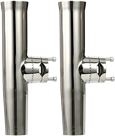 Amarine Made (2x) Stainless Tournament Style Clamp on Fishing Rod Holder for Rails 1" to 1-1/4" Rail Mount Rod Holder - Image 2