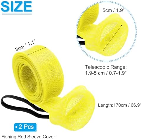 PATIKIL Rod Sock, Fishing Rod Sleeve Cover Braided Mesh Pole Protector Gloves Fishing Tools Pointed End for Spinning Fishing Rod Fly Rod Ice Rod Casting Rod - Image 2
