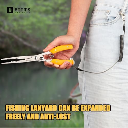 Booms Fishing Hook Remover Pliers, Long Nose, Braid Cutter, Lanyard, Yellow - Image 6