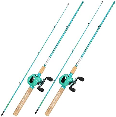 Sougayilang Fishing Rod and Reel Combo, 2-Piece 5-Foot 6-Inch Graphite & Fiberglass Rod, Durable and Strong, Quickset Anti-Reverse Fishing Reel (1Pack/2Pack) by Sougayilang