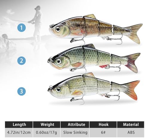 TRUSCEND Swimmax Easy Catch Fishing Lures with BKK Hooks, Wiggling, Vibrating, Rattling and Gurgling for More Bites, Heavy-Duty Dyneema Fiber Jointed Swimbaits for Bass, Trout, Crappie, Walleye, Pike - Image 3