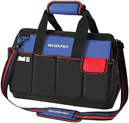 WORKPRO Tool Bag, 18 Inch Tool Bag with Waterproof Molded Base, Open Top Tool Organizer Bag with 20 Pockets, Adjustable Shoulder Strap by WORKPRO