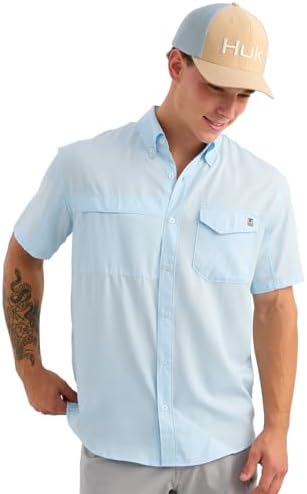 HUK Men's Tide Point Kc Scott Original Artwork Short Sleeve Shirt, Fishing Button Down by HUK