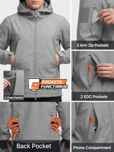 FREE SOLDIER Men's Hooded Waterproof Softshell Jacket - Image 5