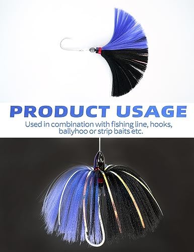 BLUEWING Sea Trolling Lures with Lead Head Saltwater Fishing Witches Big Game Ballyhoo Skirt for Tuna, Wahoo, Sailfish, Mahi Mahi 1oz, 2oz, 4oz, 6oz, 8oz - Image 6