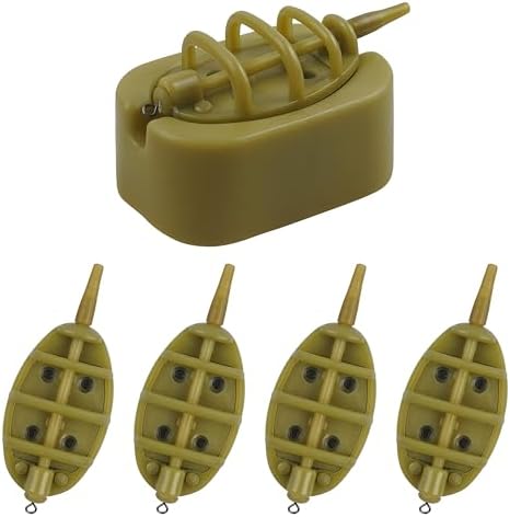 Carp Fishing Method Feeders Set 4 Inline Method Feeders with 1 Quick Release by AGOOL