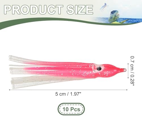 Fishing Squid Skirts, Glow Soft Plastic Trolling Lures Luminous -Fitting for (Bass/Trout/Salmon/Saltwater/Fishing Bait) - Image 2