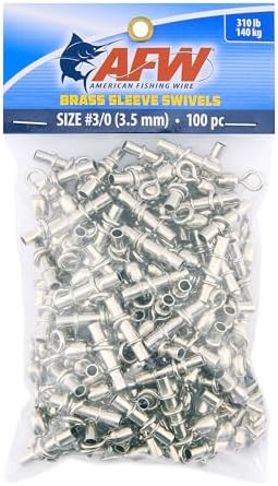 AFW 3-Way Brass Sleeve Fishing Swivels, Sizes #3, #2/0, #3/0-10PC & 100PC by AFWFishingBrands