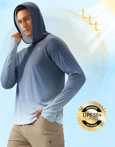 Pudolla Men's Sun Protection Hoodie Shirts UPF 50+ Fishing Hiking Shirt - Image 4