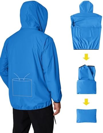 COOFANDY Men's Light Rain Jacket Packable Waterproof Raincoat Windbreaker - Image 5