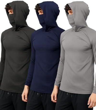 3/6 Packs Mens Sun Protection Fishing Hoodie with Face Mask by Unknown