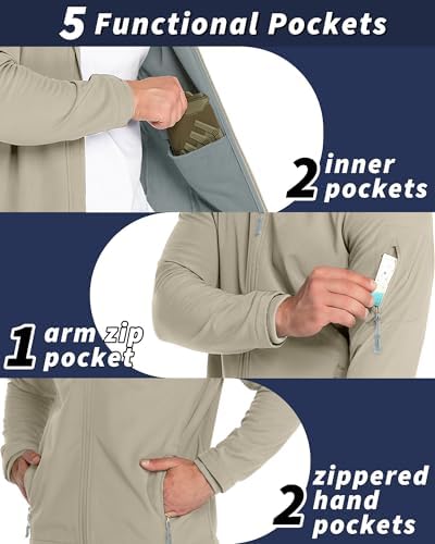 33,000ft Men's Hooded Fleece Lined Rain Shell Jacket Waterproof Lightweight - Image 2
