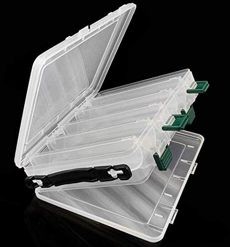 Double-Sided Fishing Lure Hook Tackle Box Visible Hard Plastic Clear Fishing Lure Bait Squid Jig Minnows Hooks Accessory Storage Case Container (Clear-10 Slots) by Milepetus