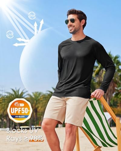 Boladeci Men's UPF 50+ Sun Protection UV SPF Shirts Long Sleeve Lightweight Quick Dry Swim T-Shirts Rash Guard - Image 3