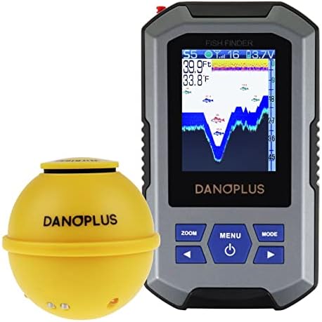 Portable Fish Finder Large HD Display Wireless Depth Finders for Boats with 147 feet Depth Detection Sensor, Rechargeable Castable Fish Finder Display Fish, Temp by DANOPLUS