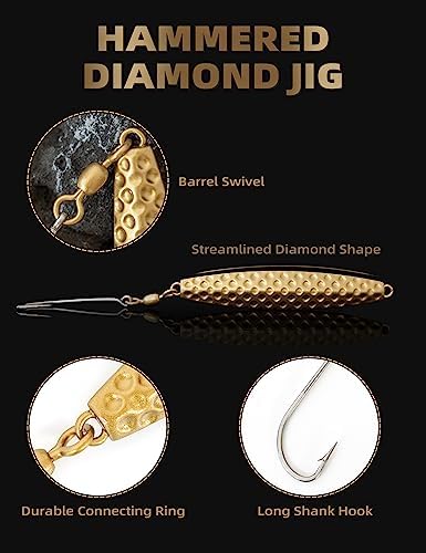 BLUEWING Hammered Diamond Jig Fishing Lures for Saltwater 3oz, 5oz, 8oz, 10oz, 12oz, 16oz Deep Sea Sinking with Stainless Steel Hook, 1pc - Image 2