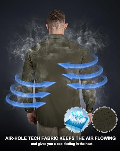 33,000ft Men's Long Sleeve Sun Protection Shirt UPF 50+ UV Quick Dry Cooling Fishing Shirts for Travel Safari Camping Hiking - Image 2