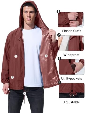 UIQUR Mens Rain Jacket Raincoat Waterproof Windbreaker - Image 5