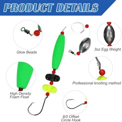 4 Pack Catfish Ready Rig Set, Fish Float Rig with 3 oz Egg Sinker - Image 3
