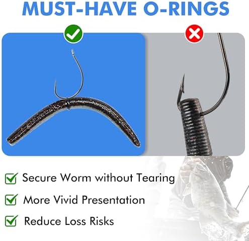 TRUSCEND Gradient Fishing Wacky Rig Tool with Silicone O Rings 210Pcs for 3"-4" and 5"-7" Fishing Worm Lures, Ultra-Smooth Downriggers Tube for Easy Installation and Great Protection of Stick Bait - Image 5
