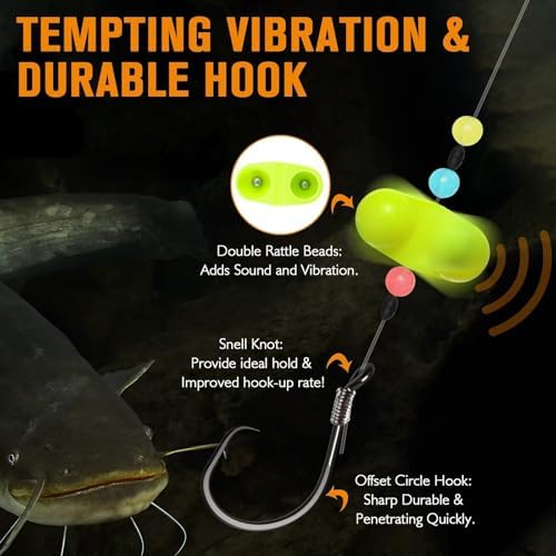 Dovesun Catfish Float Rigs with Catfish Rattles Rattling Catfish Tackle for Bank Fishing Santee Rig 6PCS - Image 4