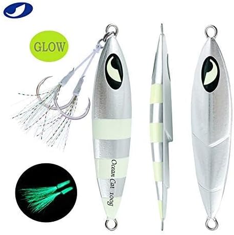 OCEAN CAT Lead Metal Flat Slow Fall Pitch Fishing Jigs Lures Sinking Vertical Jigging Bait with Butterfly Hook for Saltwater Fishing - Image 4