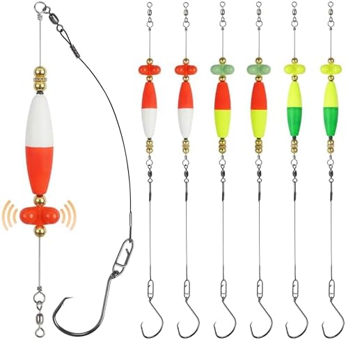 Catfish Rigs Catfish Float Rigs, Catfishing Tackle with Rattles Beads Peg Floats Santee Cooper Rigs for Bank Fishing 6/0 8/0 Circle Hooks by SILANON