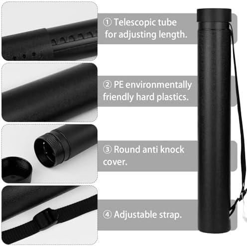 DEWEL Telescoping Poster Tube with Strap, 22-34 Inch Blueprint Tube 3 Pack - Image 4