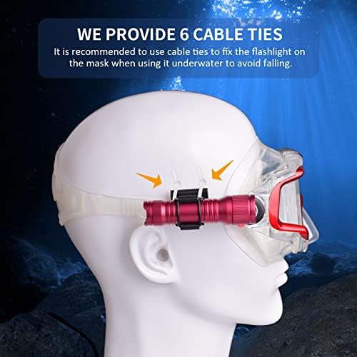 ORCATORCH D560 Scuba Dive Light with 360° Rotating Mask Clip, Raspberry Red - Image 5