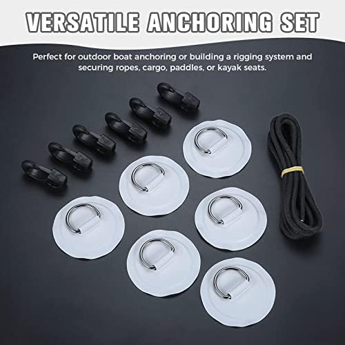 Yetaha 6 Pack Stainless Steel D Rings PVC Patch, 8.2ft Bungee Cord with Hooks Deck Rigging Kit for Inflatable Boat Kayak Dinghy SUP Deck Stand up Paddleboard Rafting Accessorie - Image 6