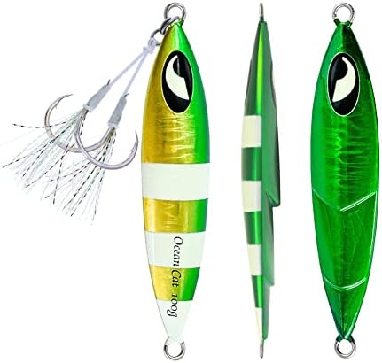OCEAN CAT Lead Metal Flat Slow Fall Pitch Fishing Jigs Lures Sinking Vertical Jigging Bait with Butterfly Hook for Saltwater Fishing by OCEANCAT