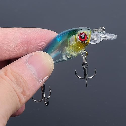 Realure 9 Pcs Minnow Bass Fishing Lures Set with Swivels, Wobbler Crankbaits with Treble Hooks, Sea Fishing Lures for Bass, Pike, Trout, Perch Lures, Hard (Mixed Colors) - Image 4