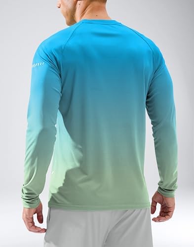 Men's Sun Protection Swim Long Sleeve UPF 50+ Rash Guard Lightweight Shirts - Image 2