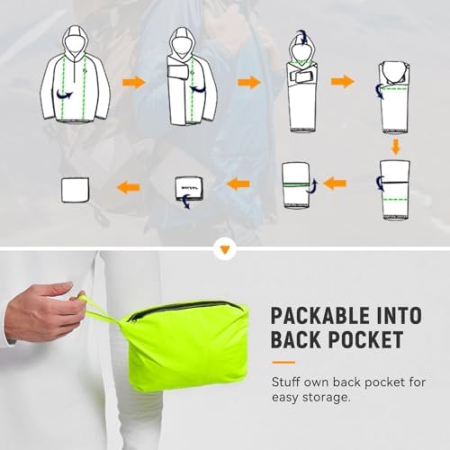 baleaf Men's Rain Jacket Waterproof Hood Lightweight Reflective Packable - Image 6