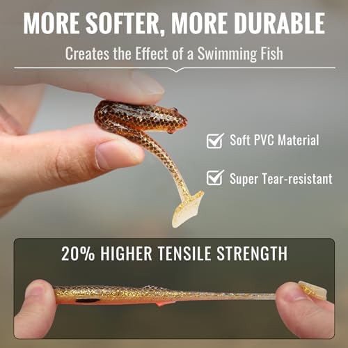 TRUSCEND Shadtale Easy Catch Soft Fishing Lures, Unique Vibration and Action for Various Rigs, Paddle Tail Swimbaits Trailer for Bass, Trout, Crappie, Walleye, Redfish, Saltwater & Freshwater Fishing - Image 3