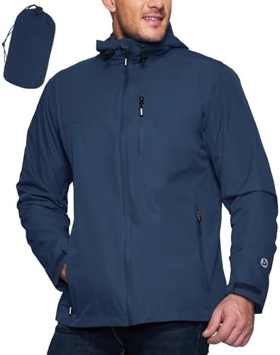 Outdoor Ventures Men's Packable Rain Jacket Waterproof Lightweight Raincoat by OutdoorVentures