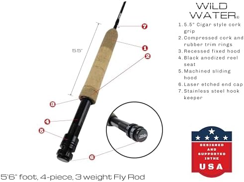 Wild Water Fly Fishing AX Series Fly Rod | IM8 Graphite Blank | 3/4/5/6/7/8/9/10/12 wt Rods | 5’6”/7/8/9/10/11 ft | Lightweight Pole Medium Fast Action - Image 3