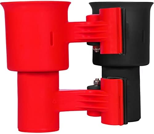 ROBOCUP, (Red & Black), Patented Clamp On Boat Cup Holder | Multifunction Dual Drink Caddy for Fishing Poles, Tools, Net, Gaff | Portable Storage for Boating, Beach, Umbrellas, Golf Carts, Strollers - Image 3