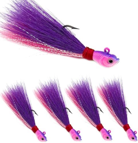 9KM DWLIFE Bucktail Jigs, Handmade Hair Lures for Bass & Saltwater Fishing by 9KMDWLIFE