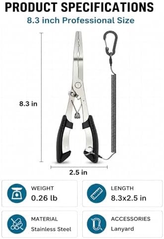 420 Stainless Steel Fishing Pliers, Multi-functional Fishing Tools Hook Remover Line Cutter Pliers, Lockable Handy Fishing Gear for Saltwater Freshwater, Gifts for Men - Image 3